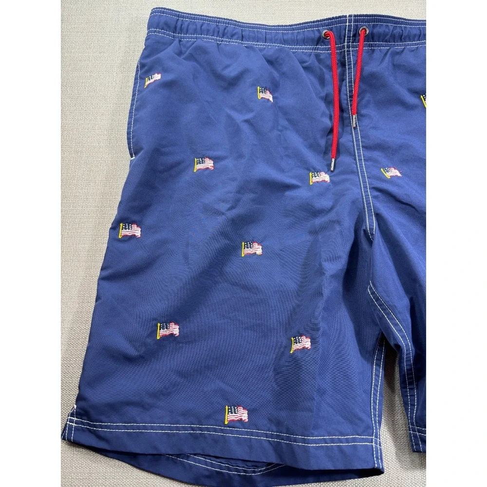 Land's End Men's Patriotic American Flag Swimsuit 250 4th of July Size L 36-38